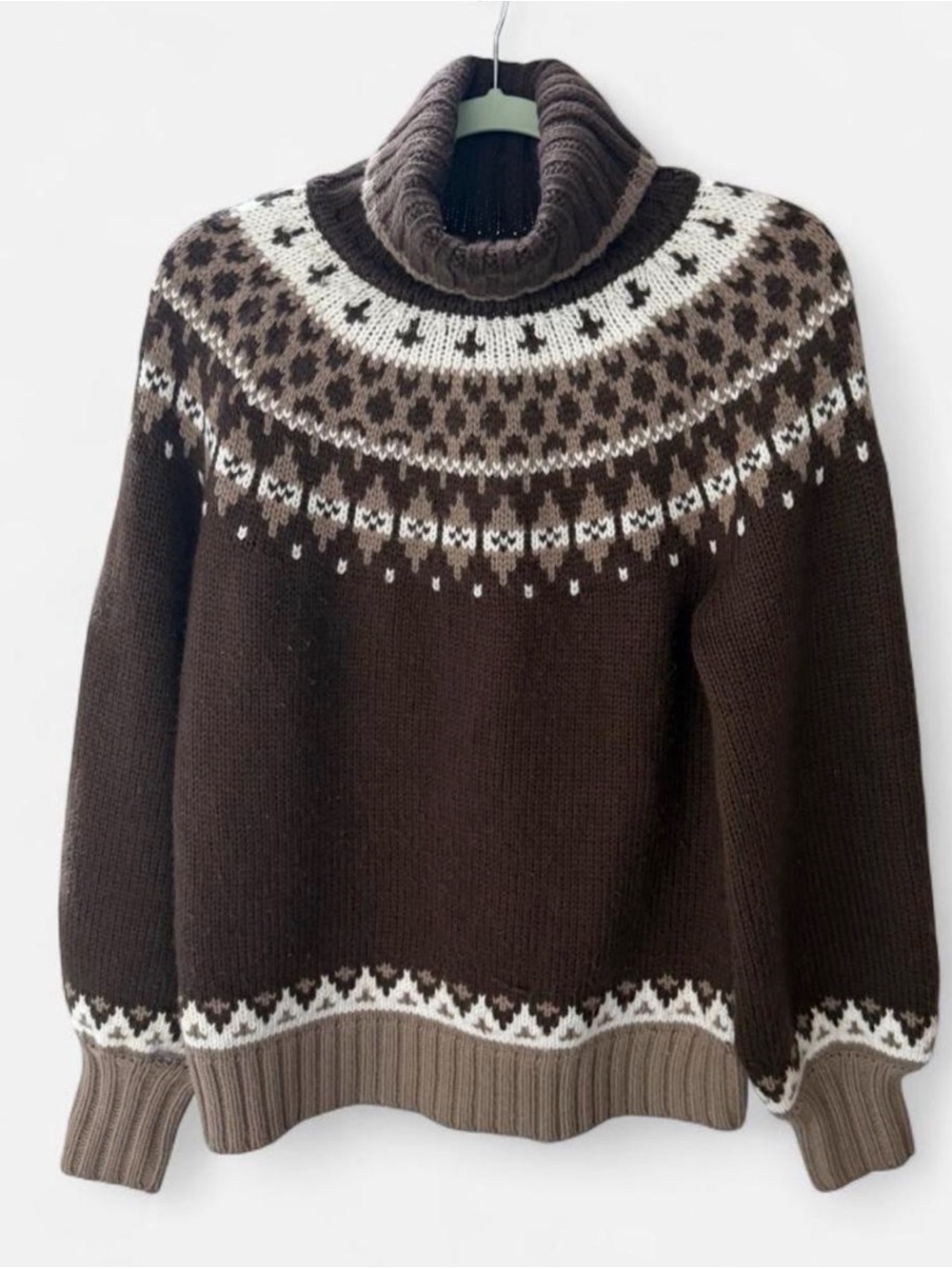 St. John's Bay Fair Isle Chunky Knit Turtleneck Sweater Vintage
